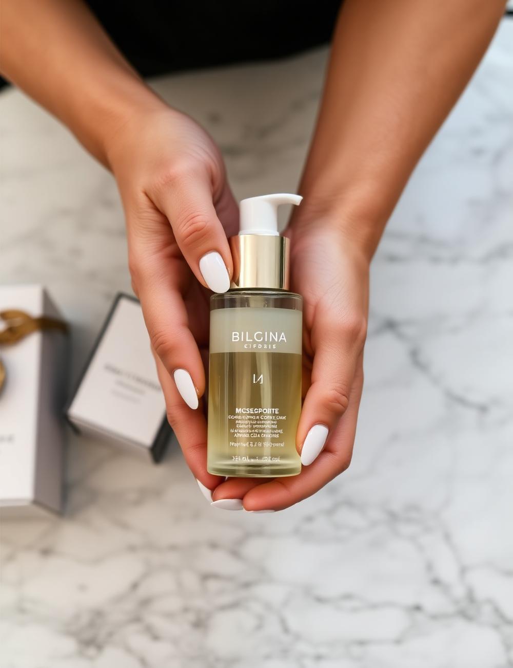 Facial serum in hand
