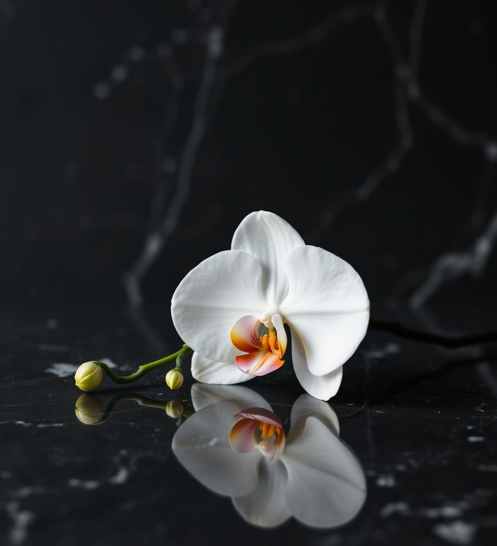 White orchid on marble