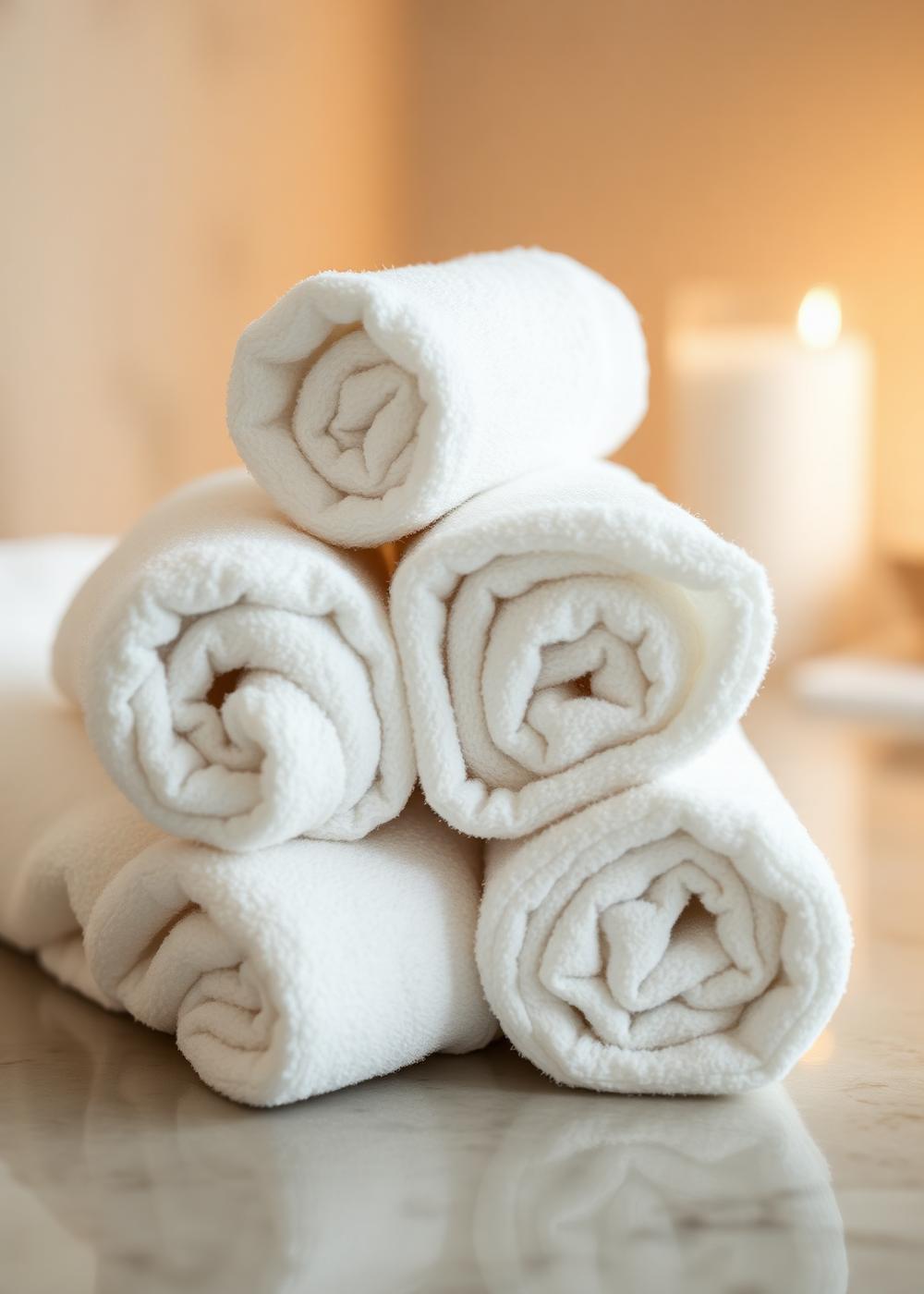 Rolled spa towels